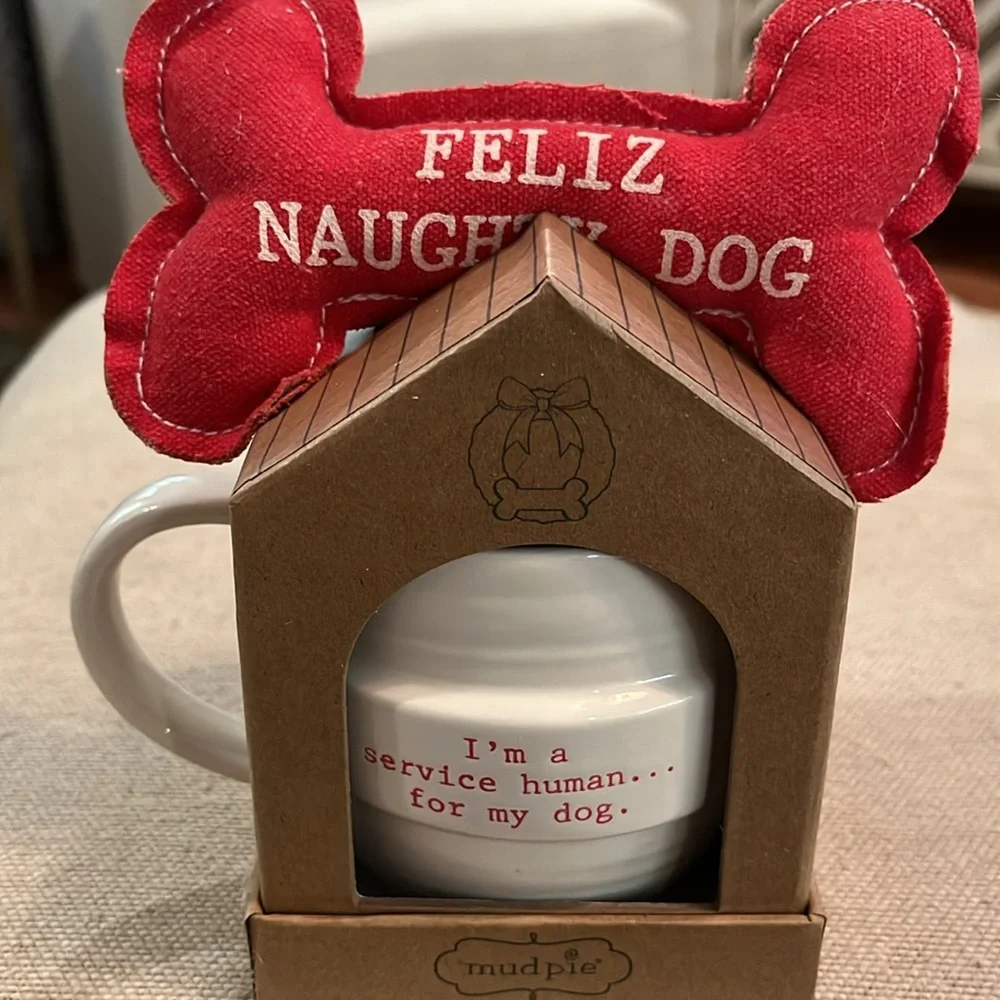 Mud Pie Red Santa's Favorite Dog Toy and Mug Set/NWT